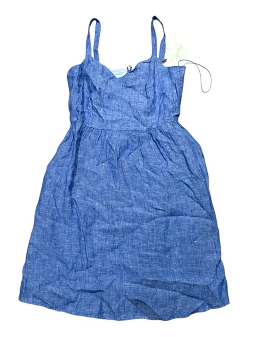 Cynthia Rowley blue 100% linen chambray sleeveless dress nwt new xs